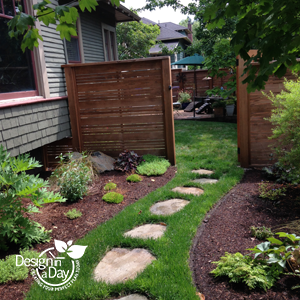 Entry to private patio garden in Rose City Park neighborhood, Portland, Oregon