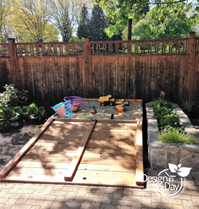 Custom sandbox in Portland Irvington area backyard. 