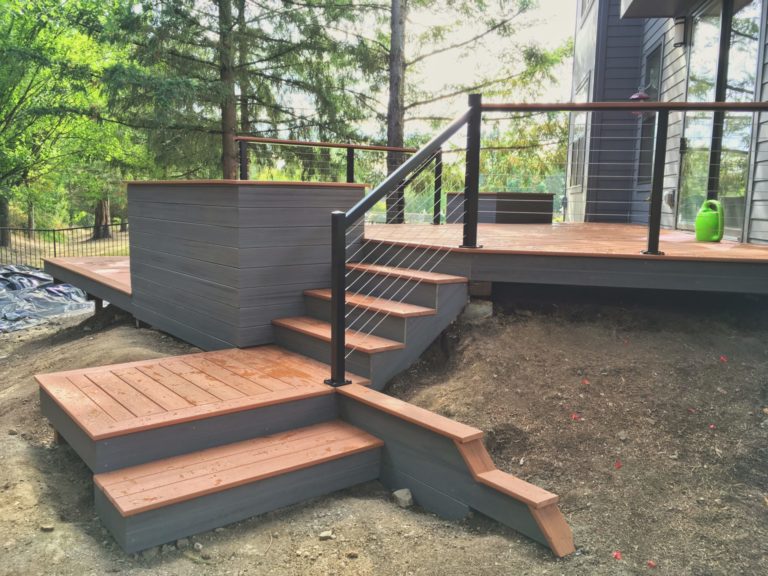 Modern Deck Design Saves West Slope Portland Landscape