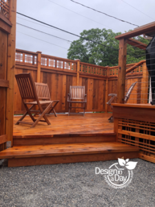 split level deck maximizes space in small NE Portland back yard