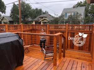 Sabin neighborhood back porch and dining deck with Alana Chau Landscape Designer New deck design makes best use of space in small Sabin neighborhood property in NE Portland.