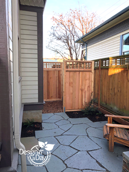 After photo of hardscape courtyard for tiny urban back yard in Buckman neighborhood