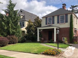 Before photo of Portland residential front yard landscape design. 