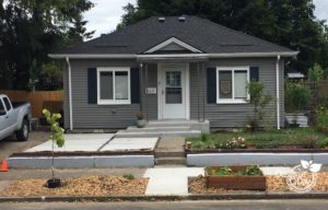 Kenton neighborhood home with diy concrete before garden design process
