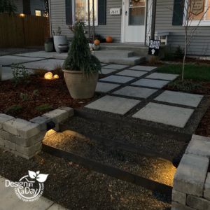 solar night lighting with architectural slab front walk in Kenton front yard
