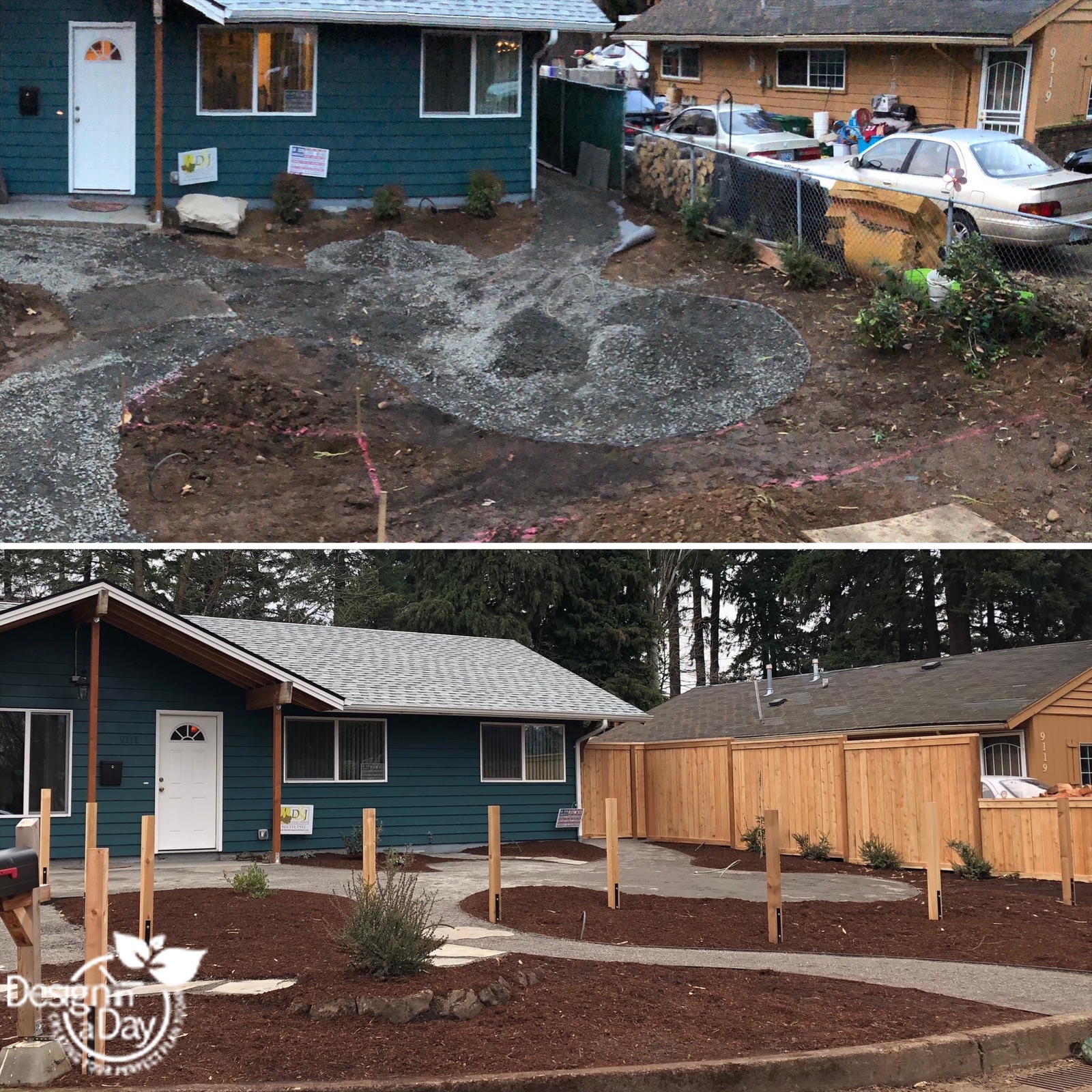 Portland front yard landscape makeover for wild life friendly garden.