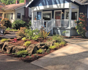 Front yard landscape design in Portland neighborhoods.